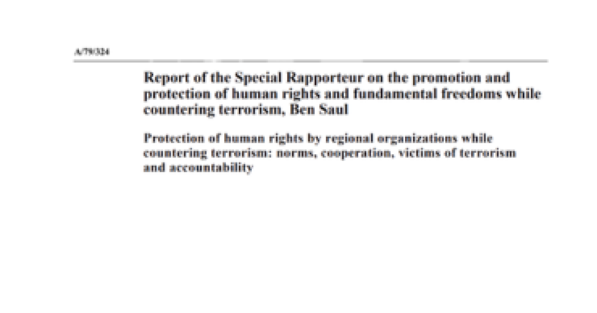 New Report by UN Special Rapporteur on the Role of Regional ...